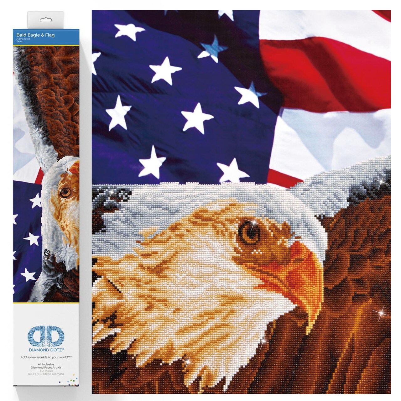 Diamond Dotz Bald Eagle & Flag Diamond Painting Kits for Adults - Diamond Art Kits a Relaxing Creative Craft Kit with Dotz Gems 22x28